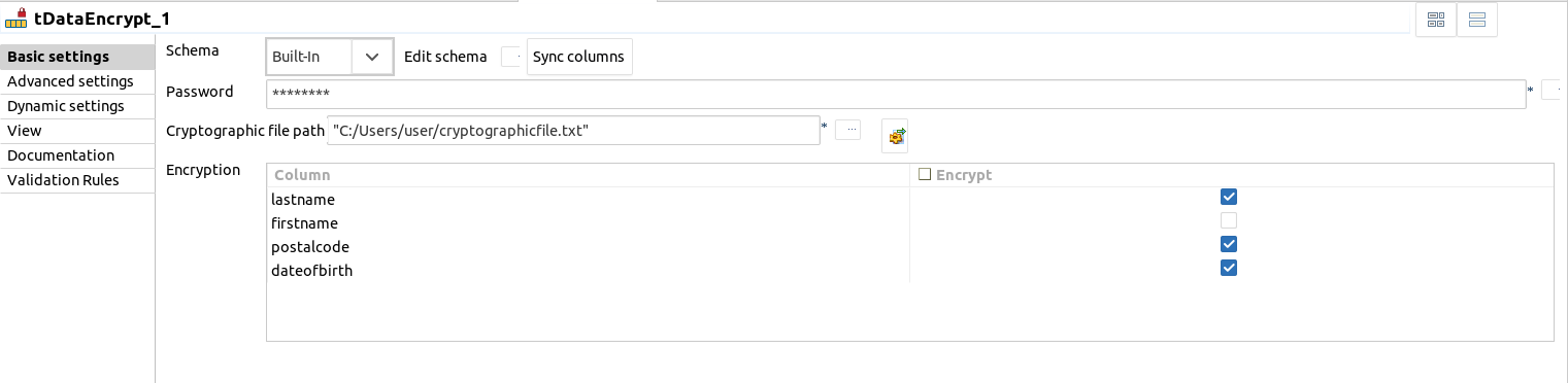 Configuring the encryption operation – Docs for ESB 7.x – Talend Skill
